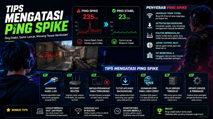 Tips Mengatasi Ping Spike Saat Main Game Pakai Data Seluler